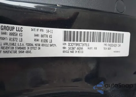 2012 Fiat 500 Sport z USA, uszkodzony, nr VIN 3C3CFFBR9CT207816